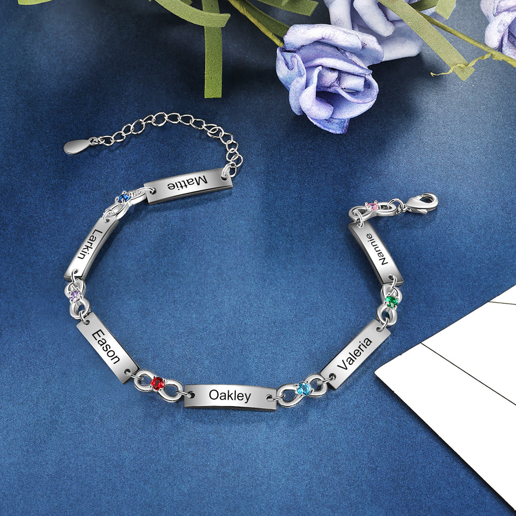 Birthstone Rhodium Plated Bracelet