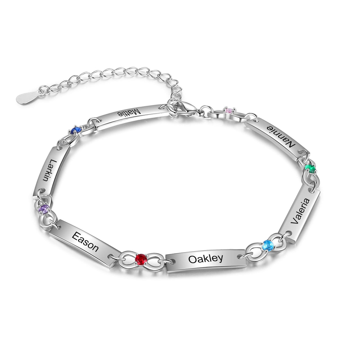 Birthstone Rhodium Plated Bracelet