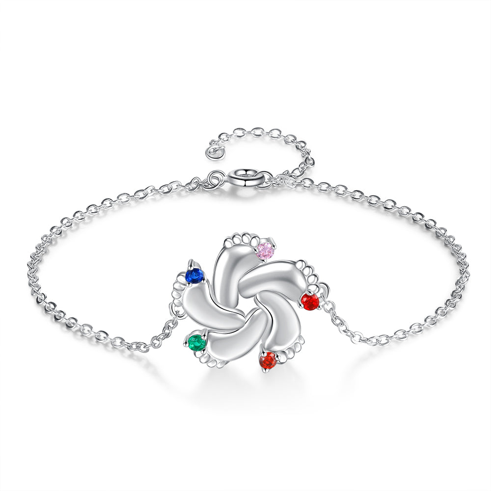 Rhodium Plated Baby Foot Bracelet