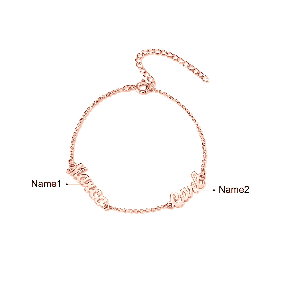 Personalized Rhodium Plated Name Custom Bracelet