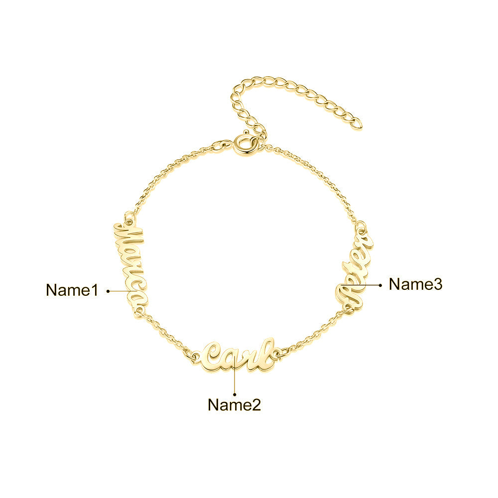 Personalized Rhodium Plated Name Custom Bracelet