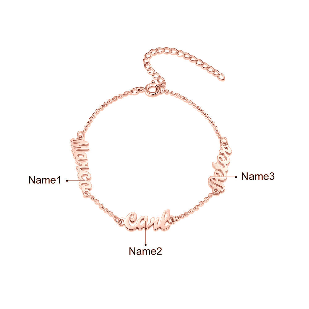 Personalized Rhodium Plated Name Custom Bracelet