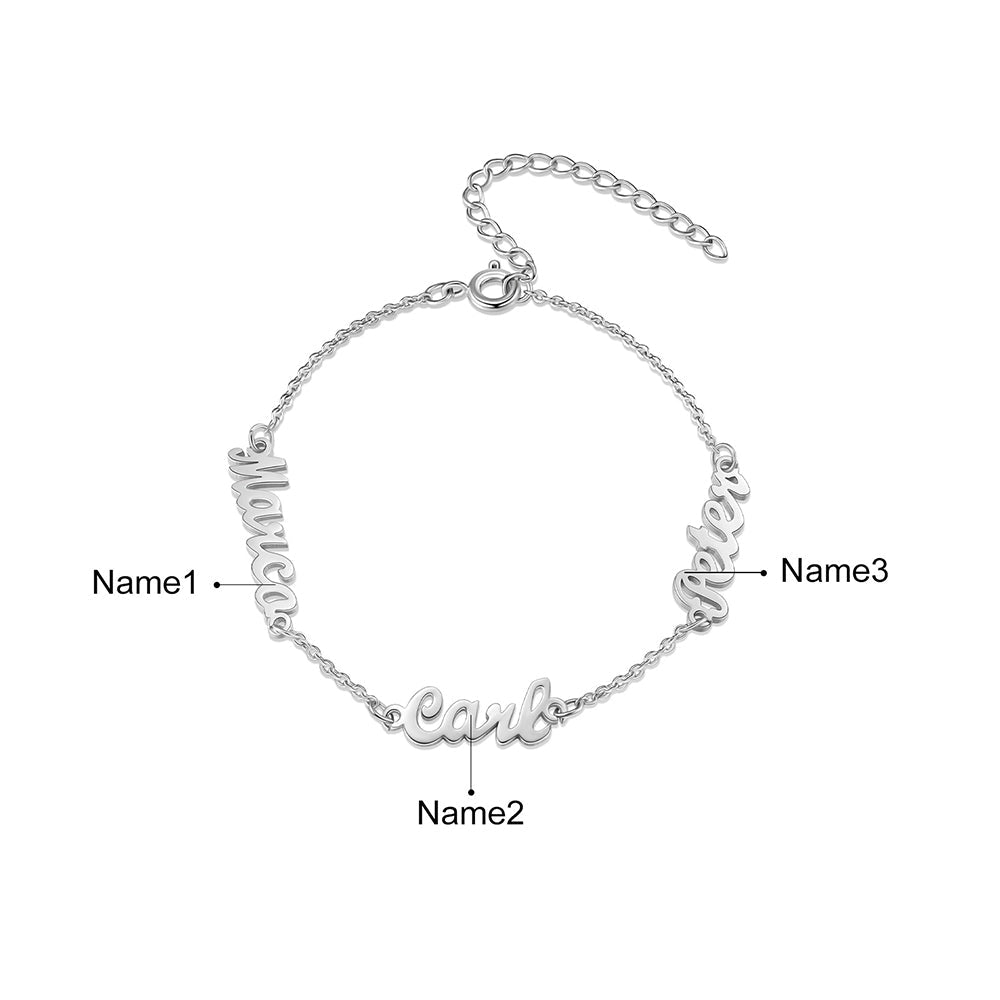 Personalized Rhodium Plated Name Custom Bracelet