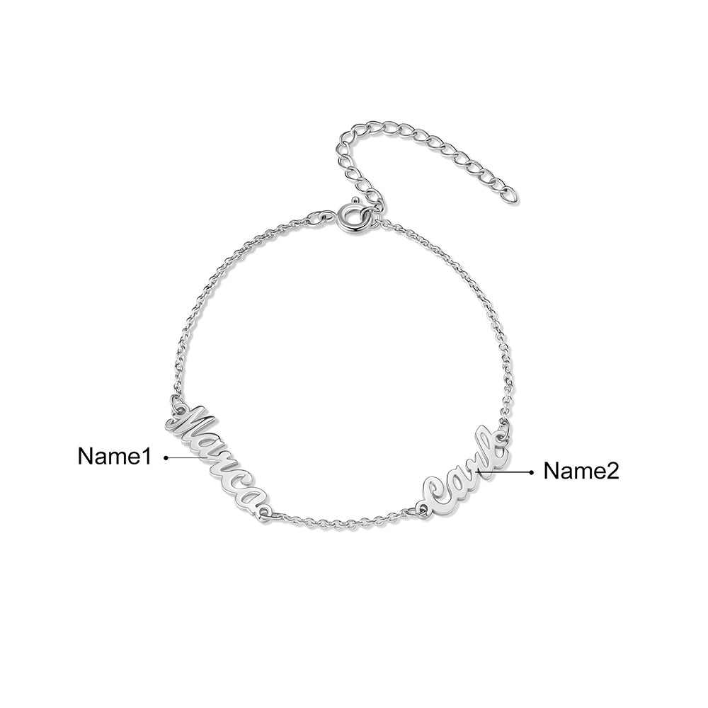 Personalized Rhodium Plated Name Custom Bracelet