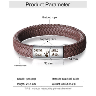 Personalized Stainless Steel Men Leather Bracelet