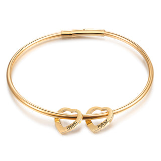 Custom Stainless Steel Heart Bangle Bracelet