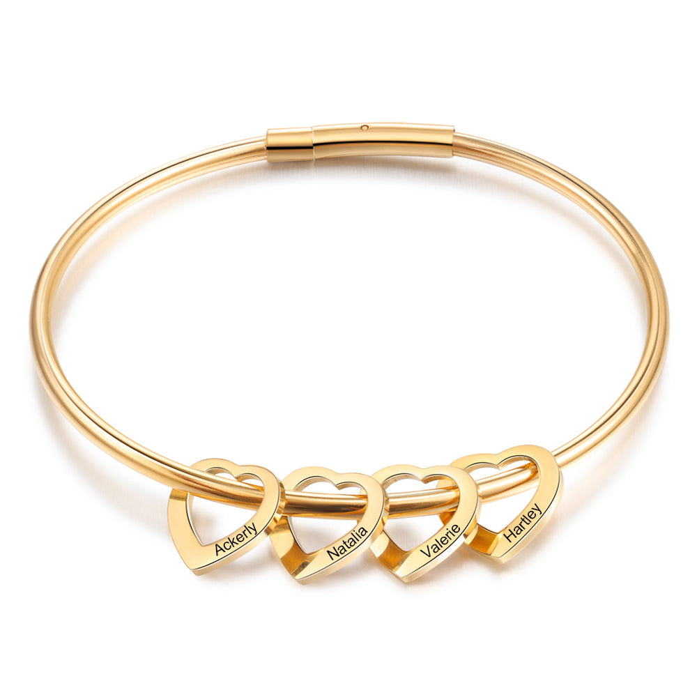 Custom Stainless Steel Heart Bangle Bracelet
