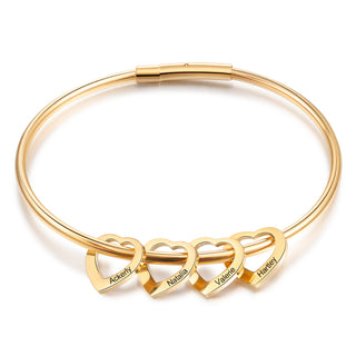 Custom Stainless Steel Heart Bangle Bracelet