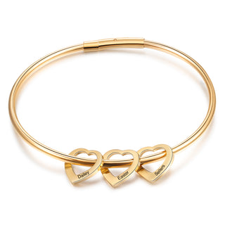 Custom Stainless Steel Heart Bangle Bracelet