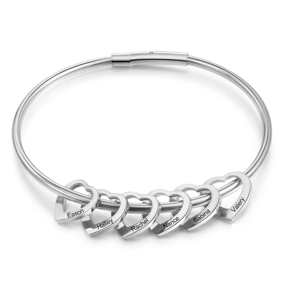 Custom Stainless Steel Heart Bangle Bracelet