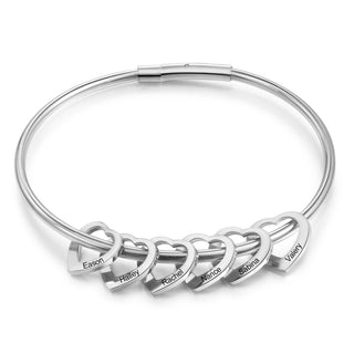 Custom Stainless Steel Heart Bangle Bracelet