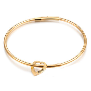Custom Stainless Steel Heart Bangle Bracelet