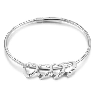 Custom Stainless Steel Heart Bangle Bracelet