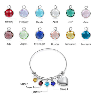 Birthstone & Engraved Stainless Steel Bracelet