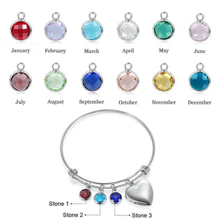 Birthstone & Engraved Stainless Steel Bracelet