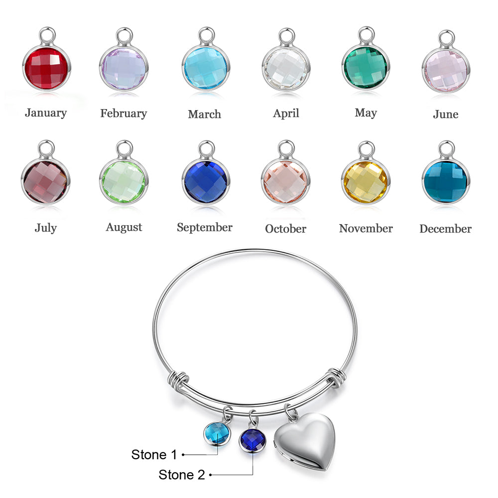 Birthstone & Engraved Stainless Steel Bracelet