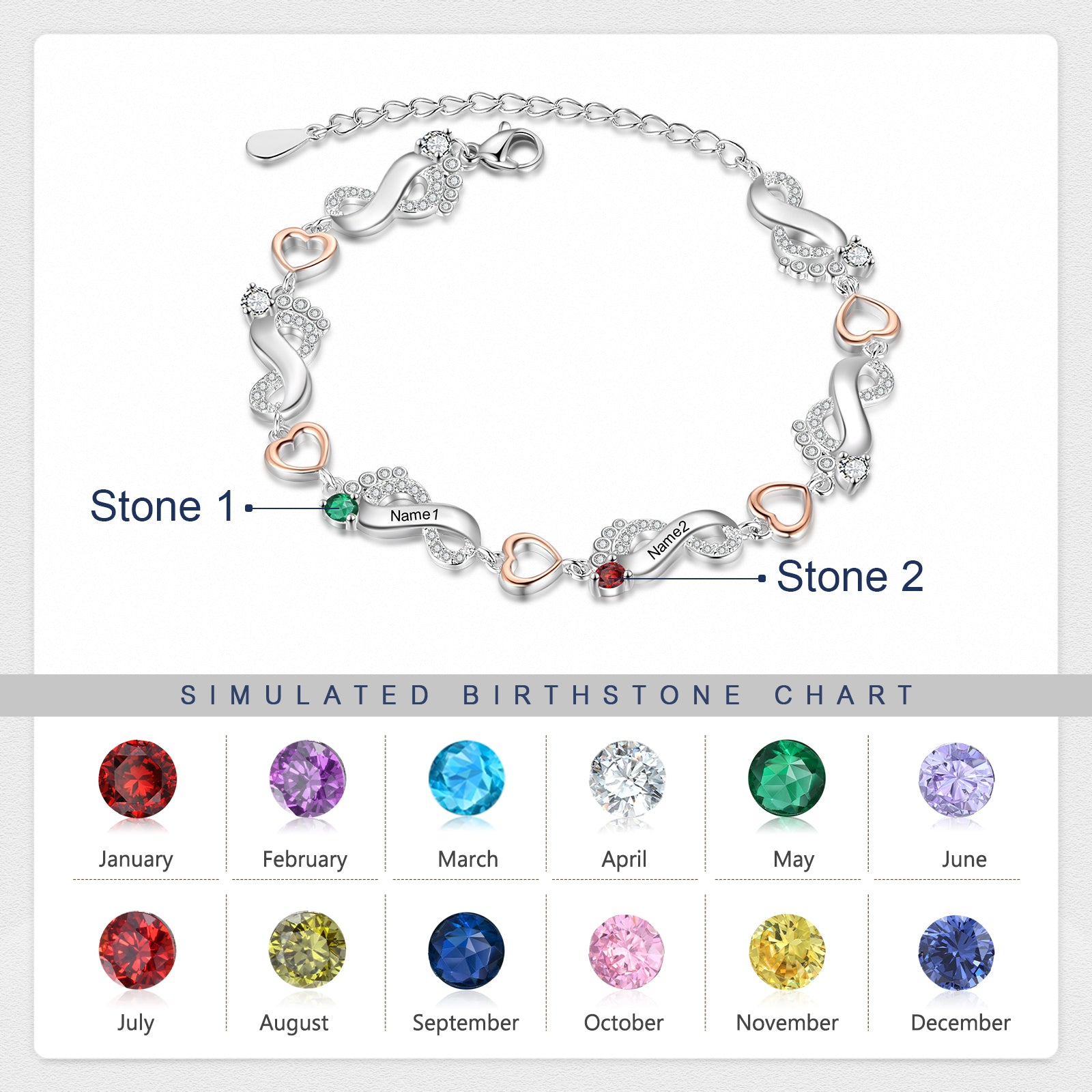 Rhodium Plated Feet Bracelet