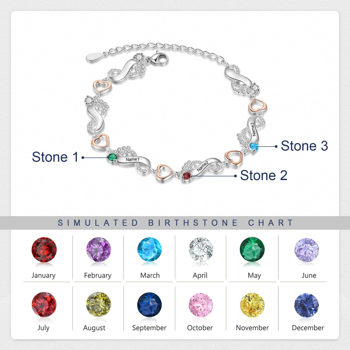 Rhodium Plated Feet Bracelet