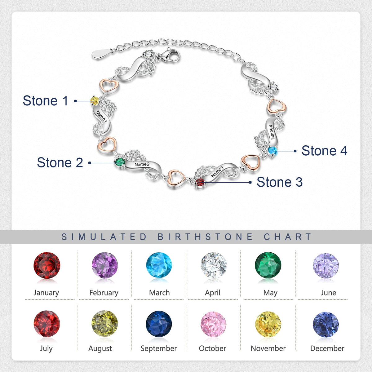 Rhodium Plated Feet Bracelet