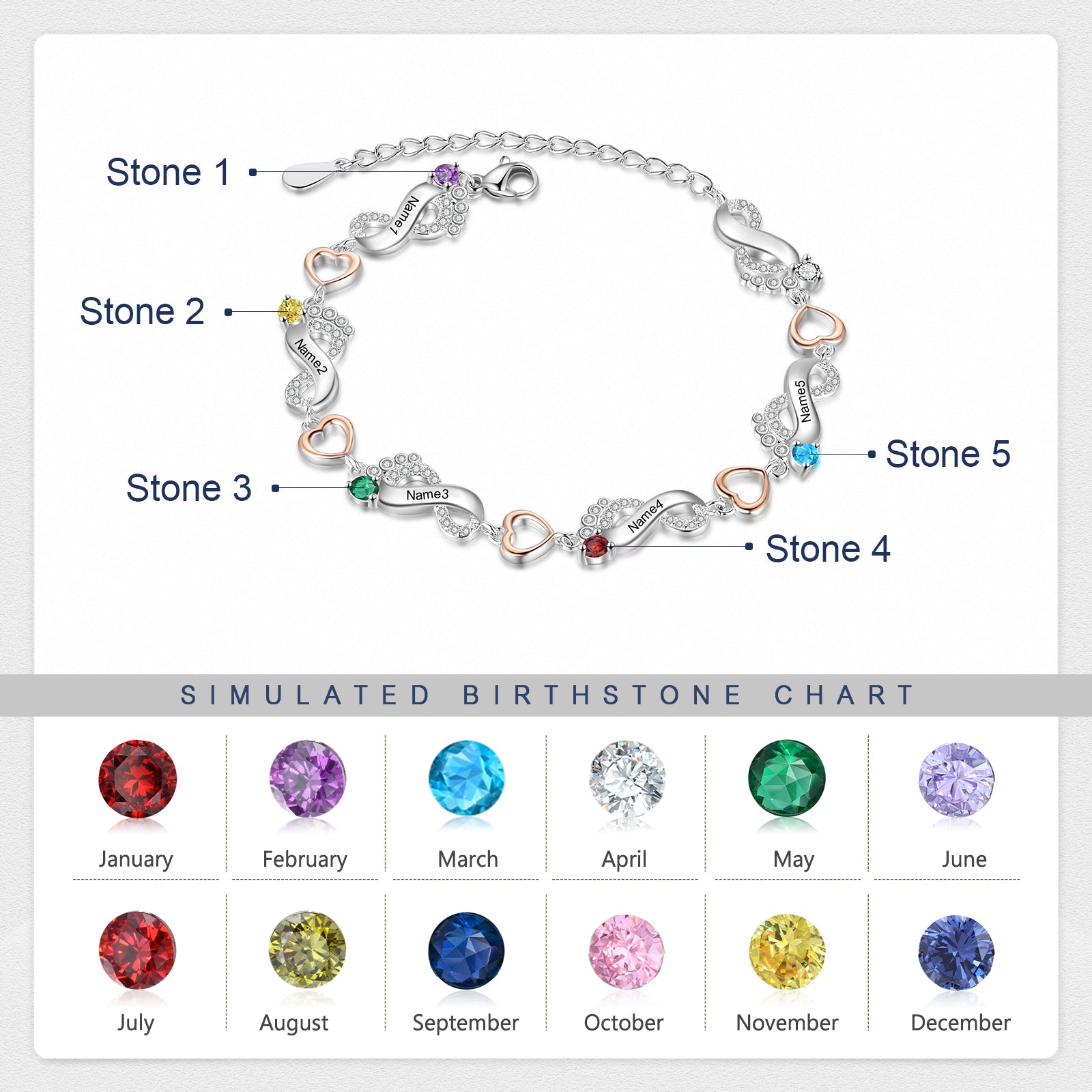 Rhodium Plated Feet Bracelet
