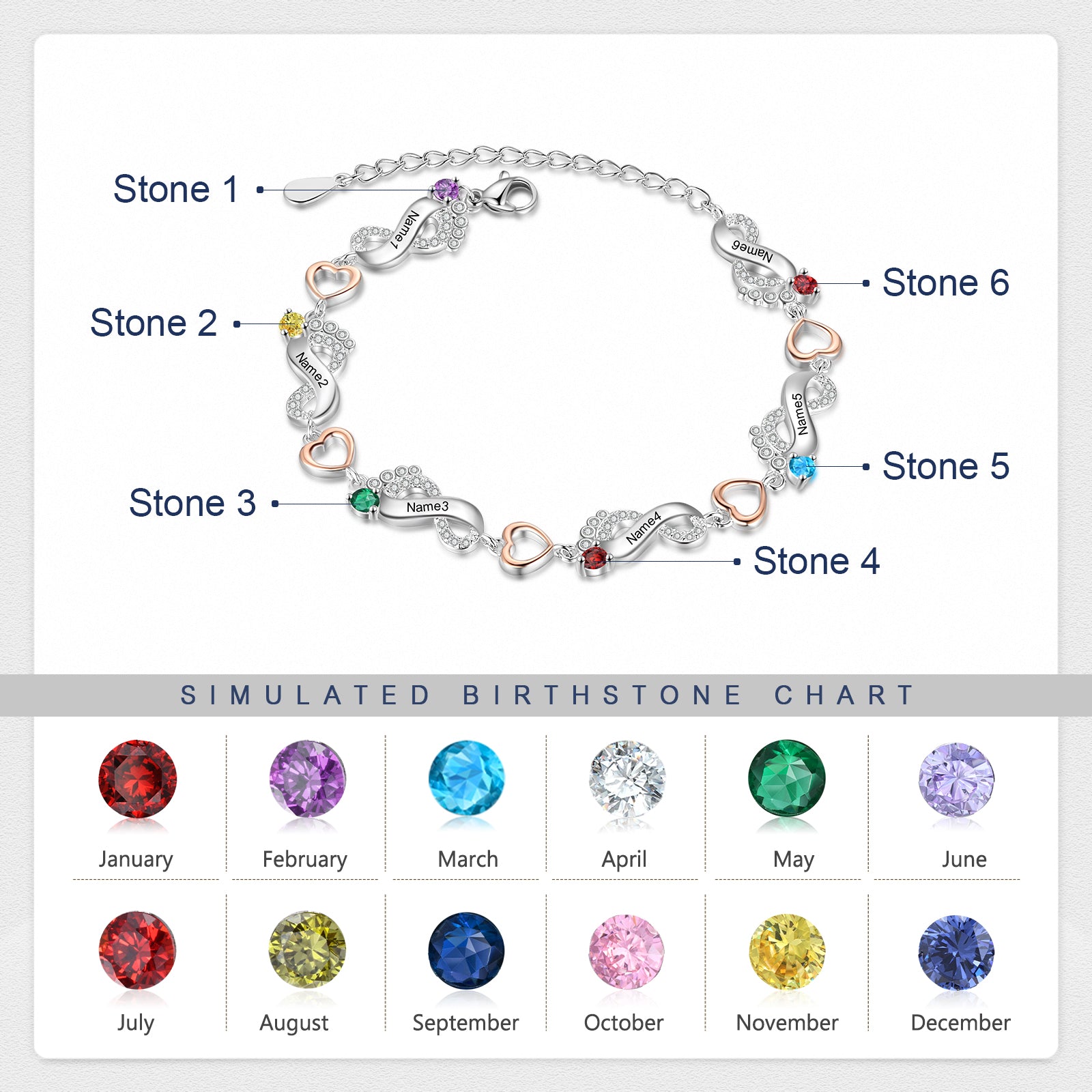 Rhodium Plated Feet Bracelet