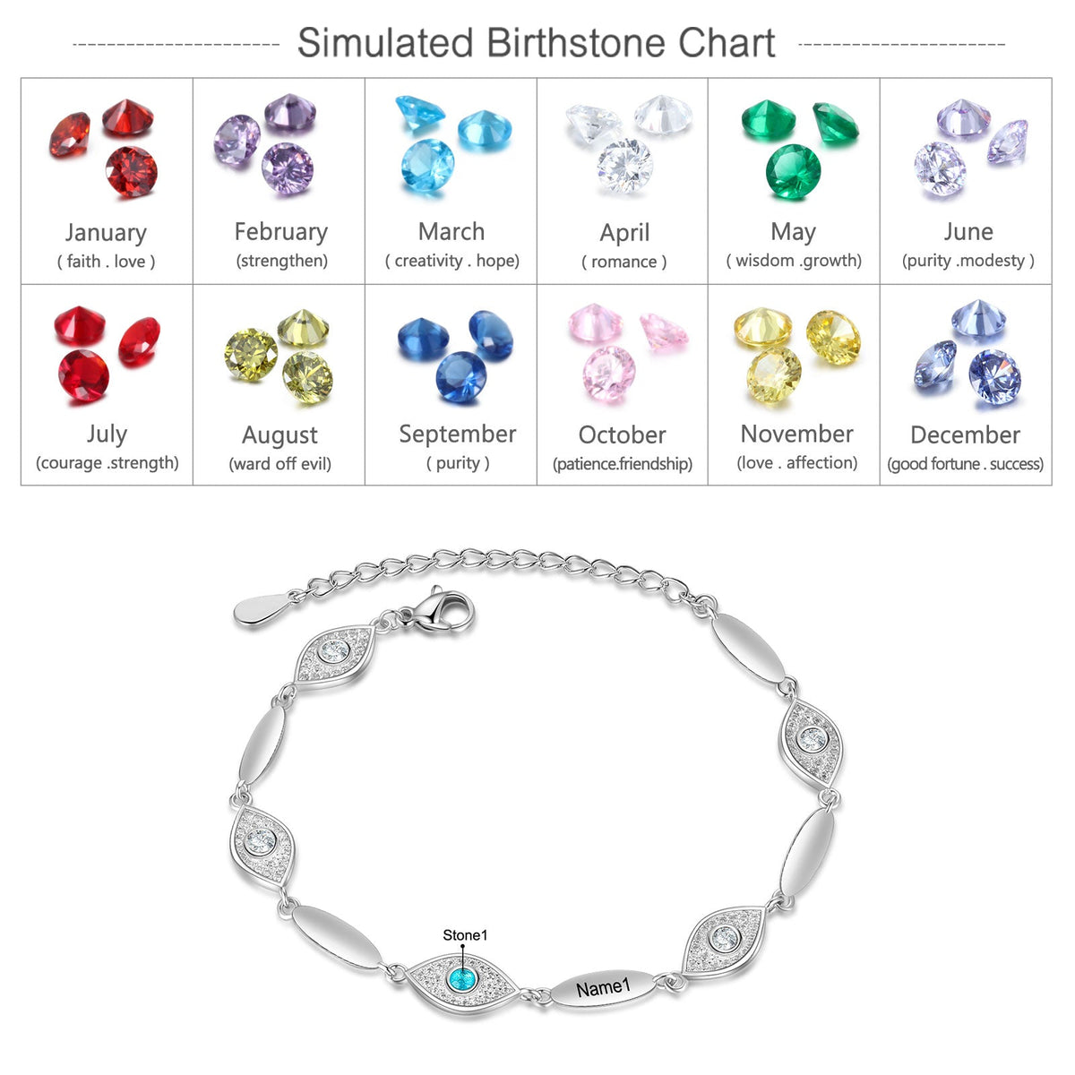 Personalized Evil Eye Bracelet