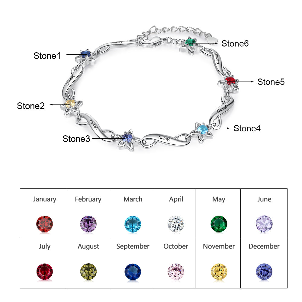 Rhodium Plated Birthstone Bracelet