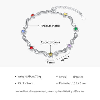 Rhodium Plated Birthstone Bracelet