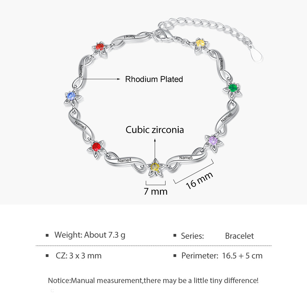 Rhodium Plated Birthstone Bracelet