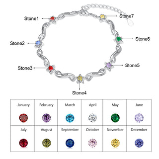 Rhodium Plated Birthstone Bracelet
