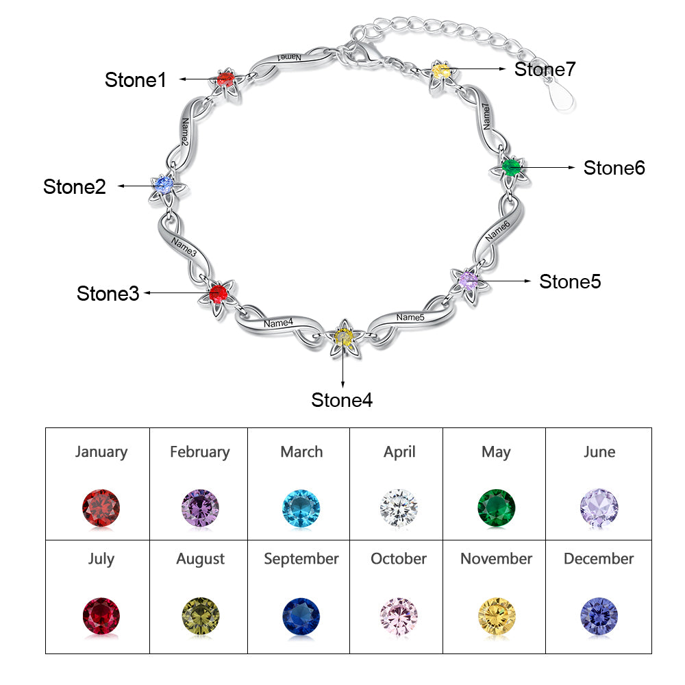 Rhodium Plated Birthstone Bracelet