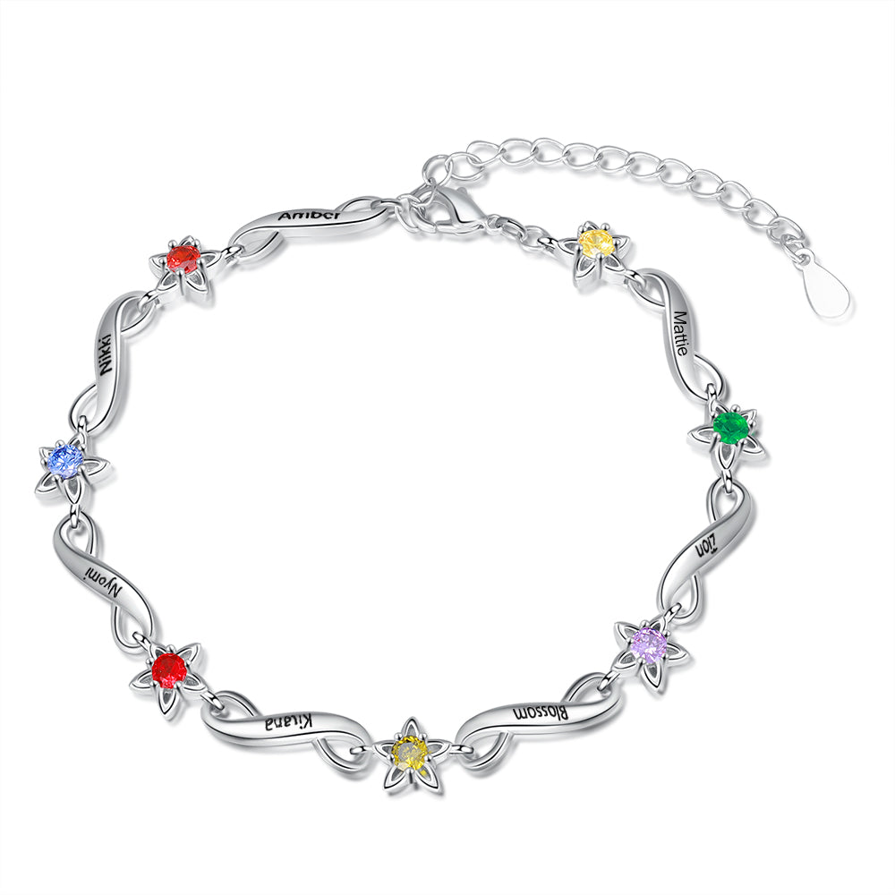 Rhodium Plated Birthstone Bracelet