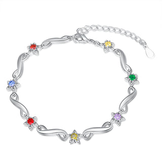 Rhodium Plated Birthstone Bracelet