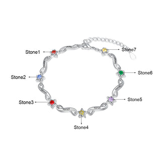 Rhodium Plated Birthstone Bracelet