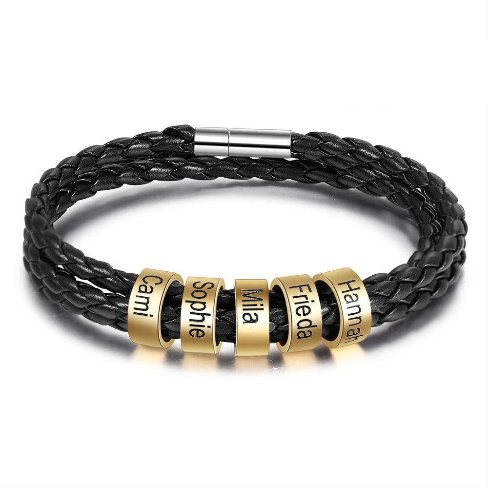 Custom Stainless Steal Leather Bracelet