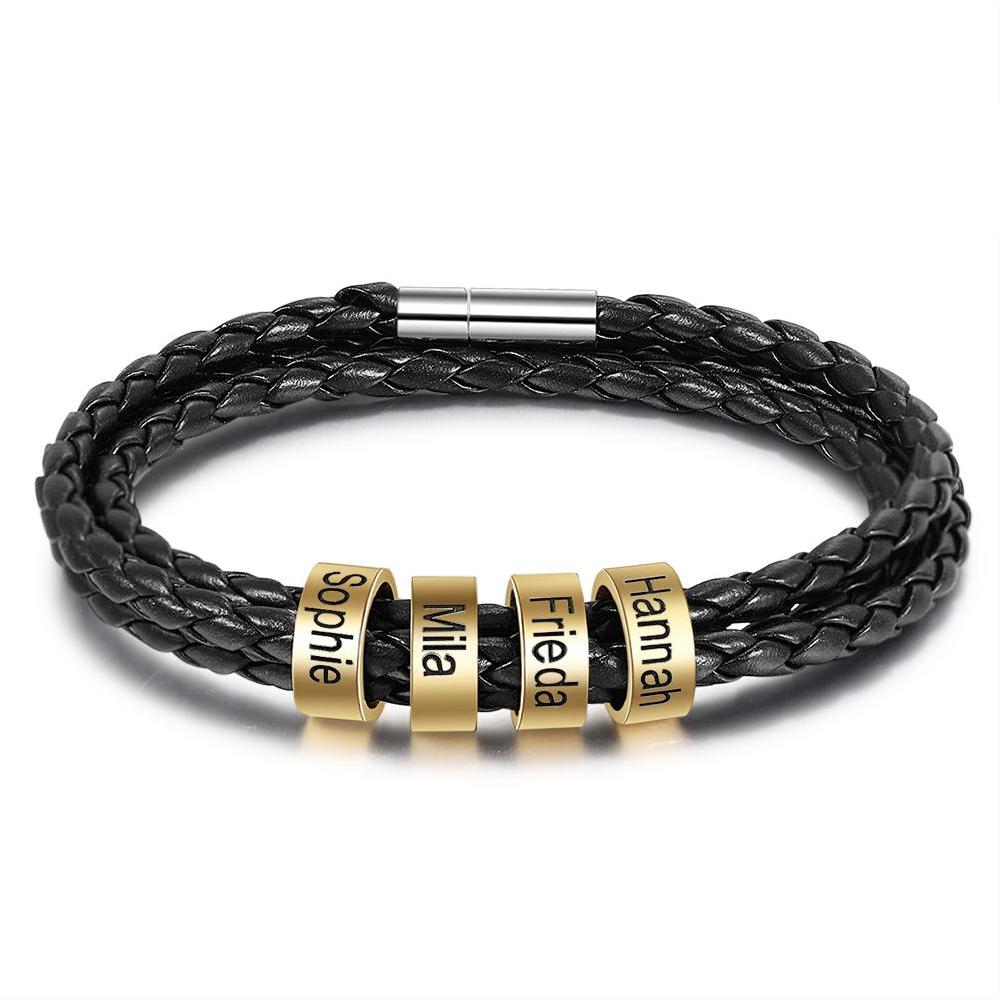 Custom Stainless Steal Leather Bracelet