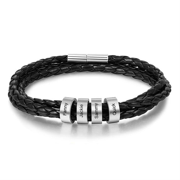 Custom Stainless Steel Leather Bracelet
