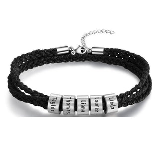 Custom Stainless Steel Leather Bracelet