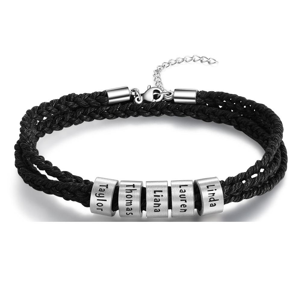 Custom Stainless Steel Leather Bracelet
