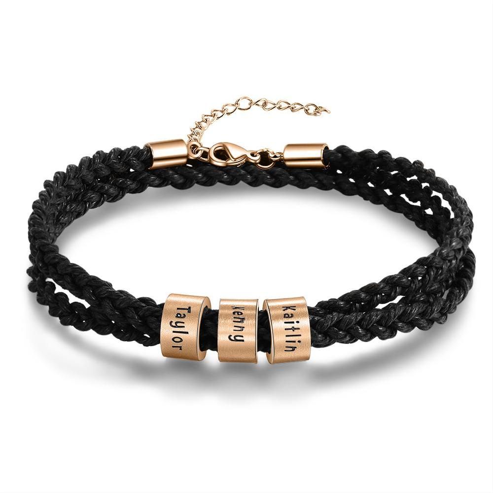 Custom Stainless Steel Leather Bracelet
