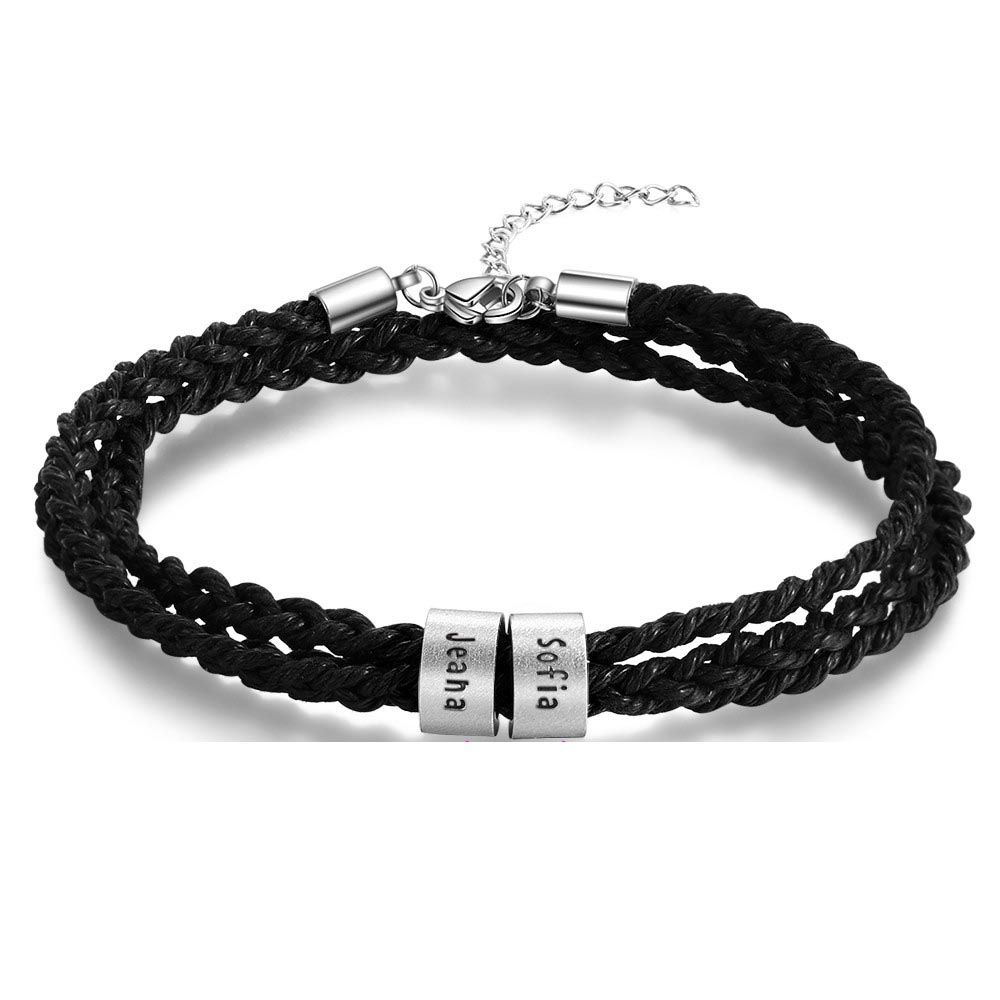 Custom Stainless Steel Leather Bracelet