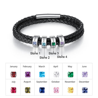 Stainless Steel Black Leather Bracelet