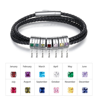 Stainless Steel Black Leather Bracelet