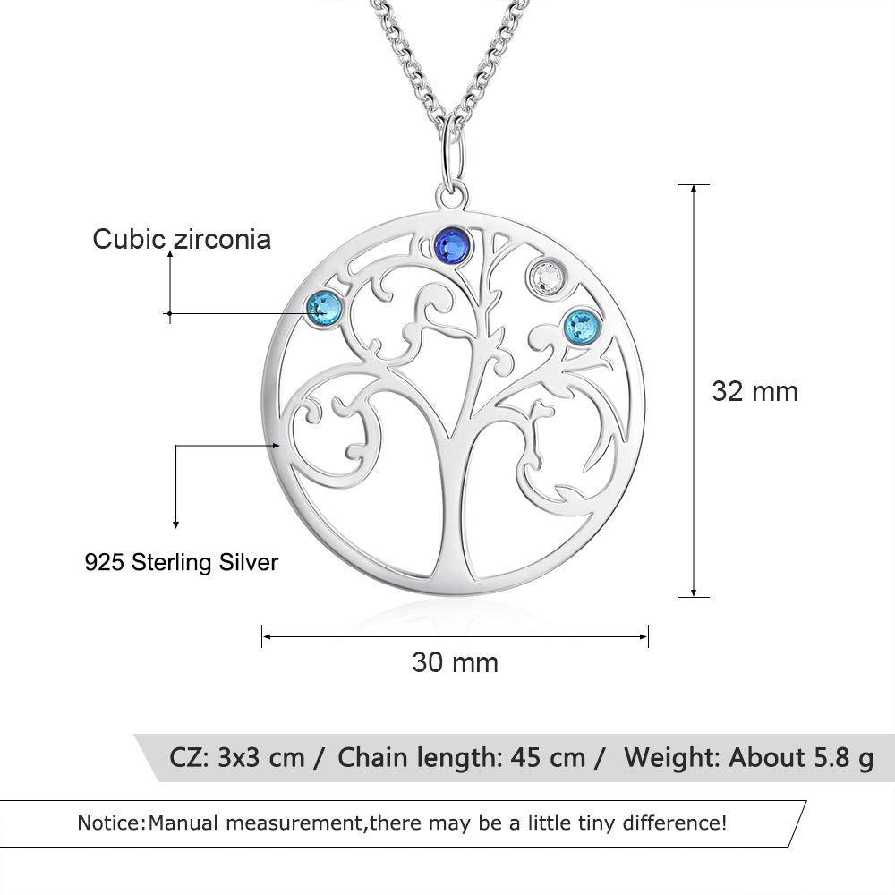 925 Sterling Silver Personalized Family Tree Name Necklace
