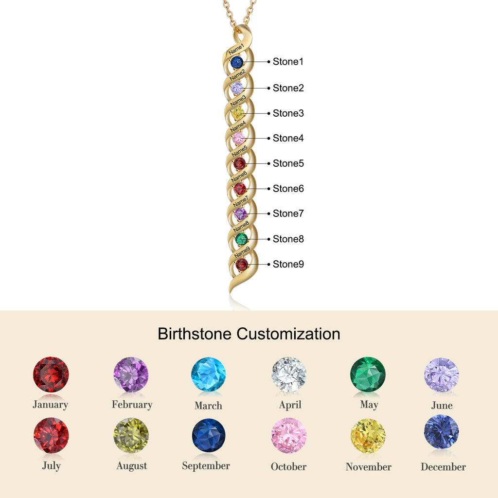 Personalized Rhodium Plated Birthstone Necklace