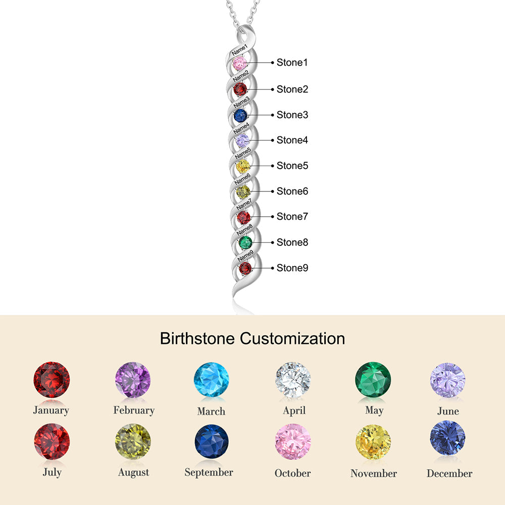 Personalized Rhodium Plated Birthstone Necklace