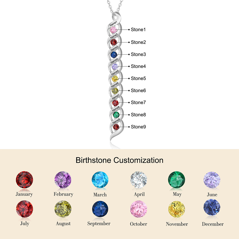 Personalized Rhodium Plated Birthstone Necklace