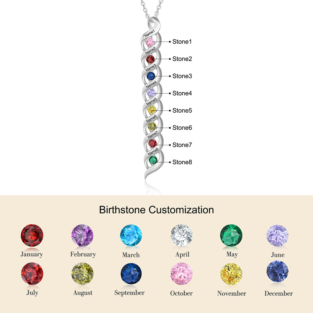 Personalized Rhodium Plated Birthstone Necklace