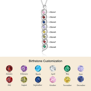 Personalized Rhodium Plated Birthstone Necklace