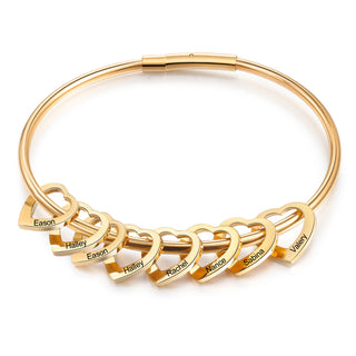 Custom Stainless Steel Heart Bangle Bracelet